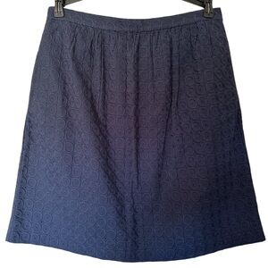 J. Crew Women’s Size 8 Navy Blue Eyelet A-Line Knee Length Lined Pleated Skirt